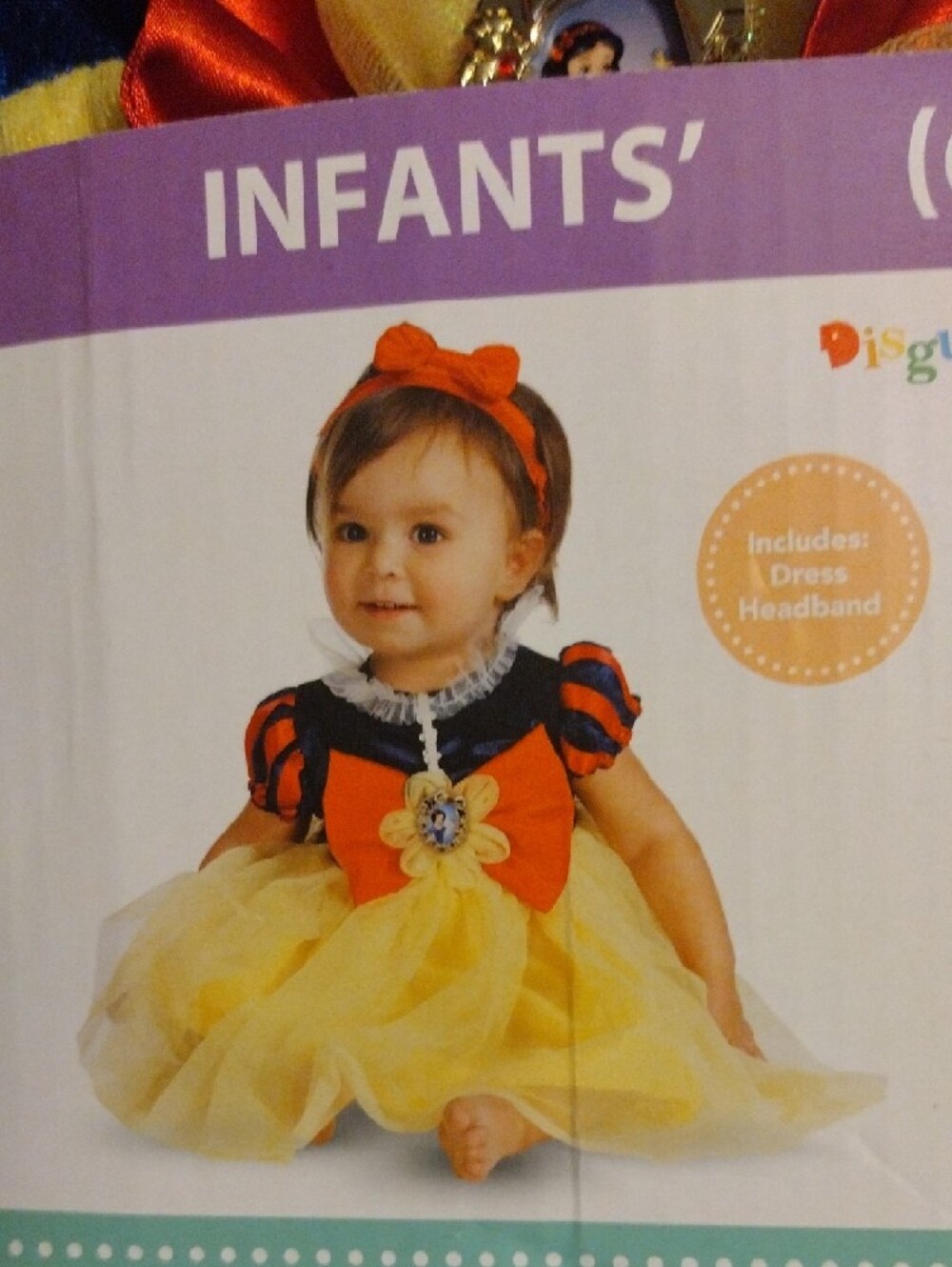 Disney Snow White Infant Dress & Headband - Yellow, Red, Navy - Picture 4 of 8